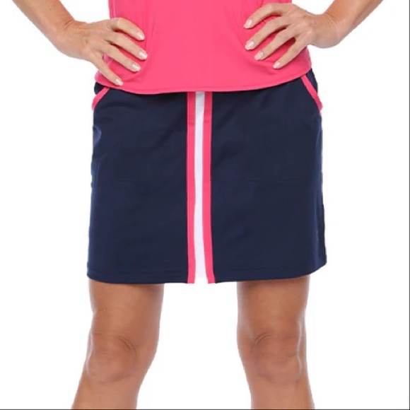 Belyn Key STRIPE FRONT SKORT navy pink size S - Picture 1 of 5